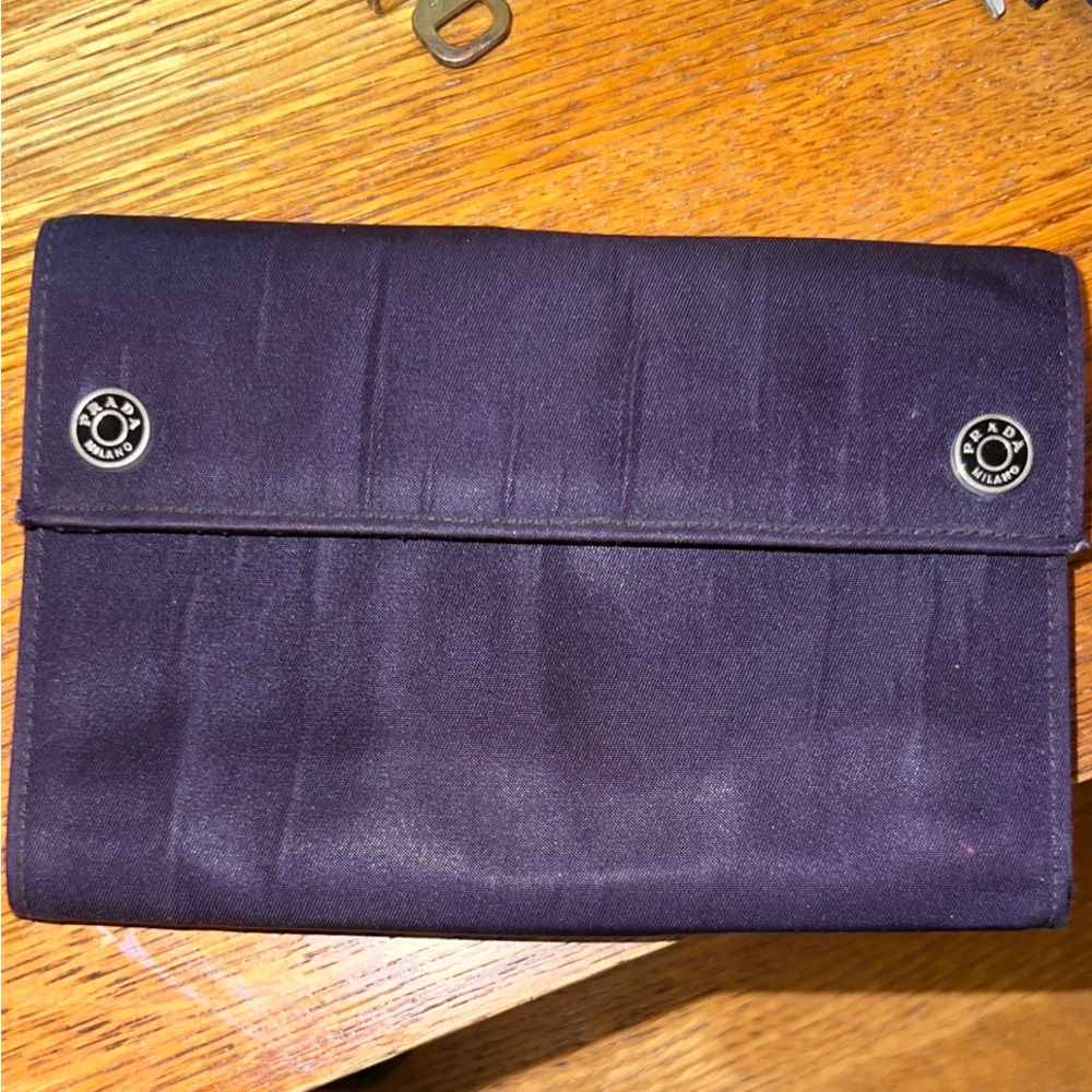 Prada Dark Purple Wallet with Silver Details